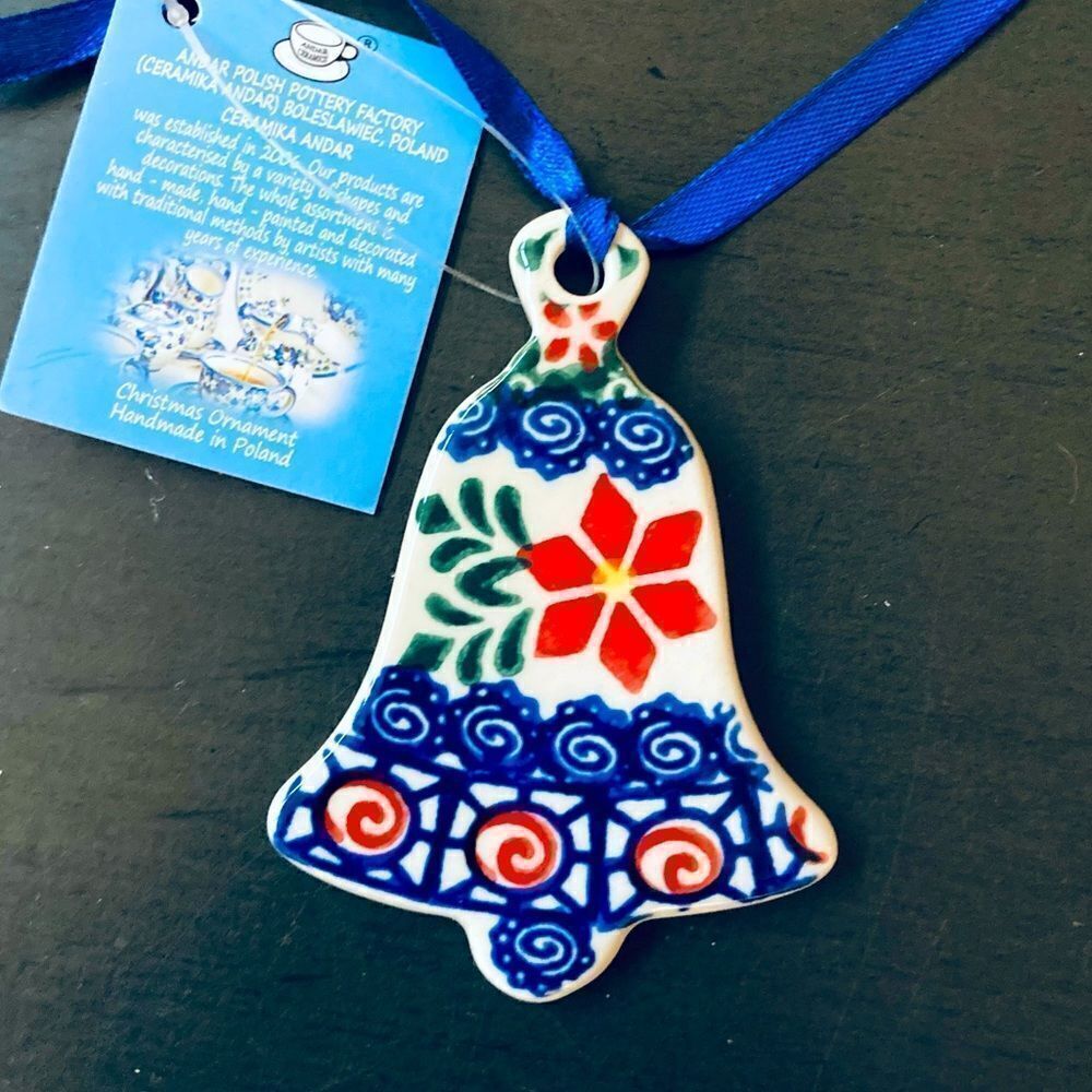 NWT Boleslawiec Polish Christmas Bell Ornament